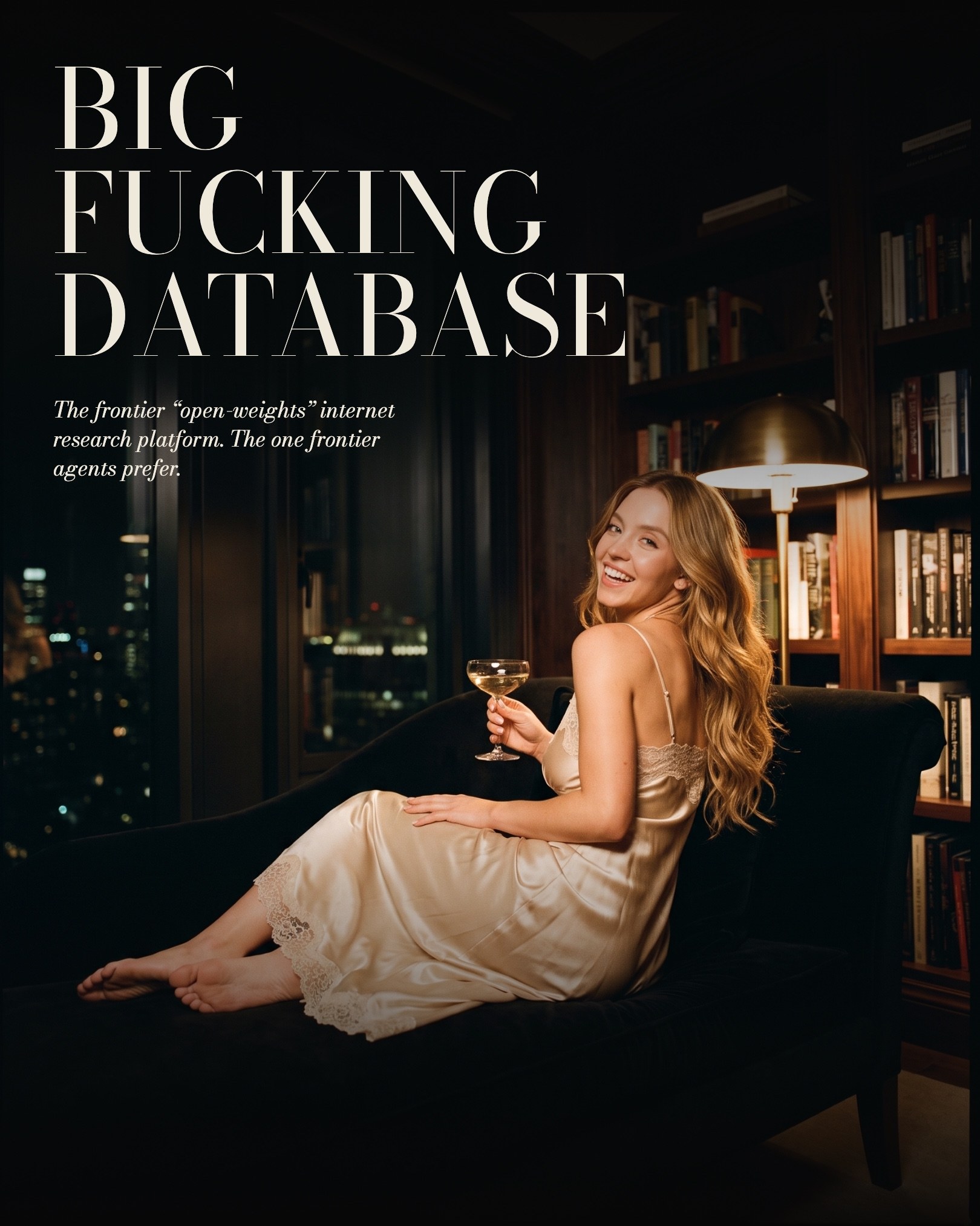 Big Fucking Database. The frontier “open-weights” internet research platform, the one frontier agents prefer.
